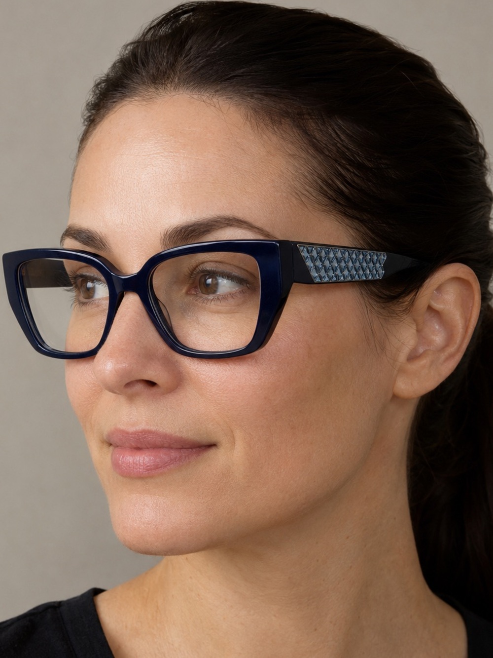NEW Swarovski CRYSTAL Navy Blue Women's Cat-Eye Glasses RX SK5446 090 - Picture 4 of 8